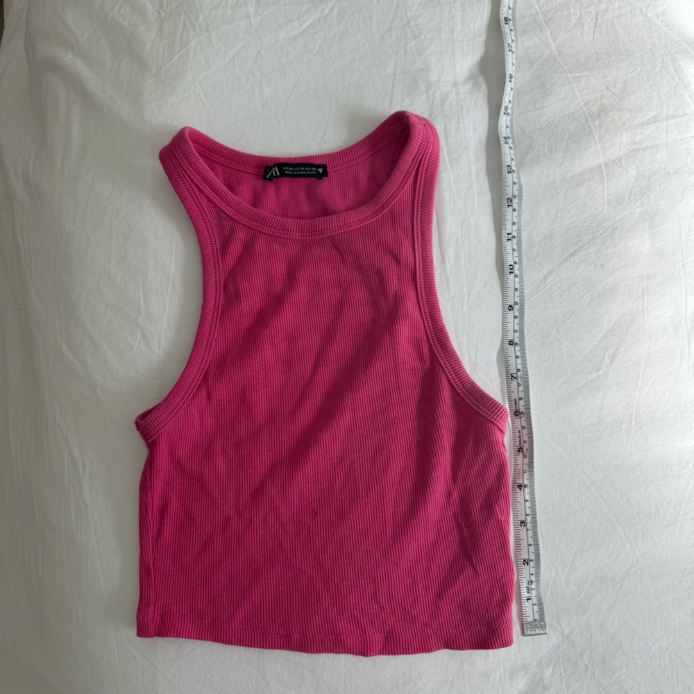 Hot pink Zara crop top tank high neck size medium new condition